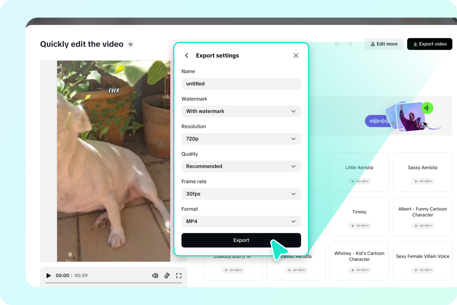 Ekspor dan bagikan video